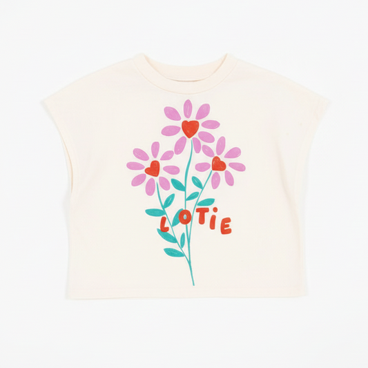 Witte crop top met bloemenprint van Lötiekids