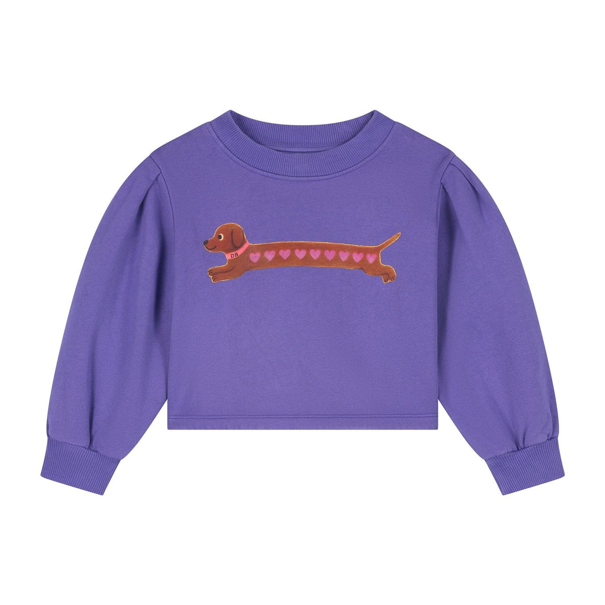 Daily Brat Cropped Sweater Heart Dog in paars.