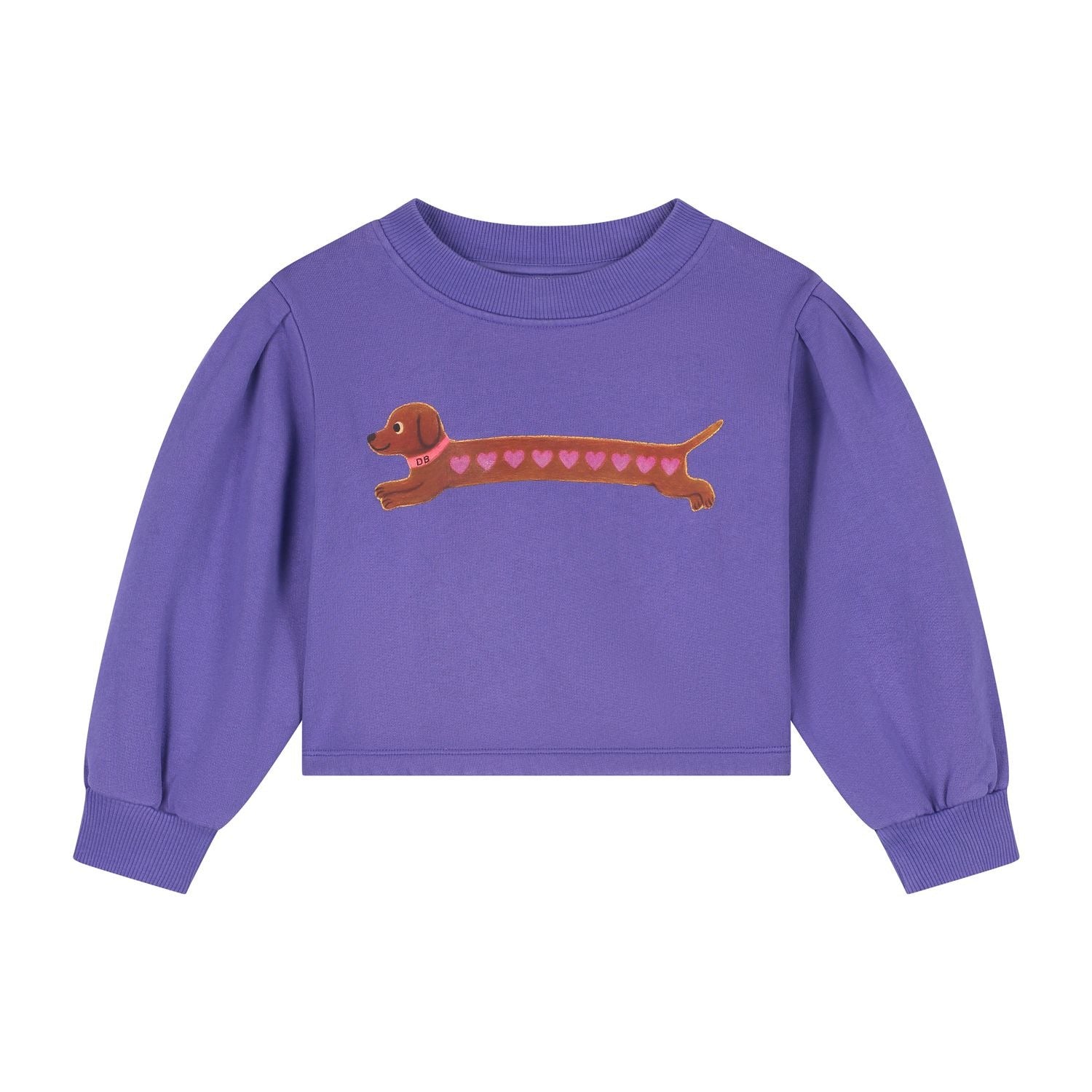 Daily Brat Cropped Sweater Heart Dog in paars.