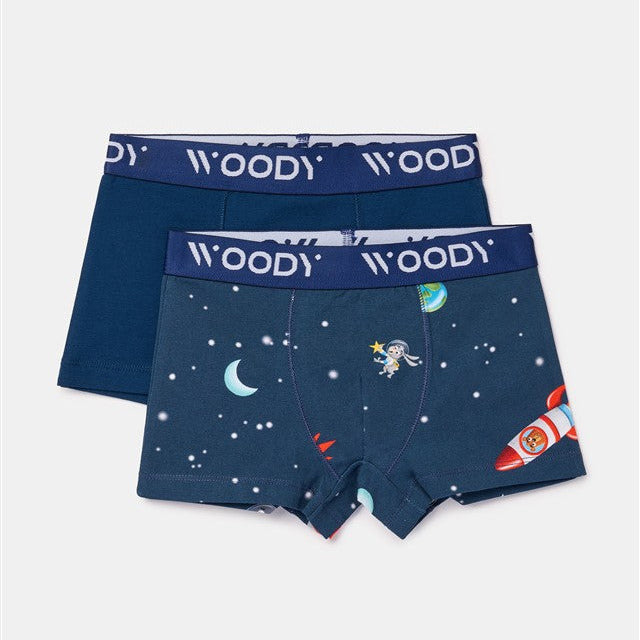 duopack jongens boxershorts donkerblauw en space print