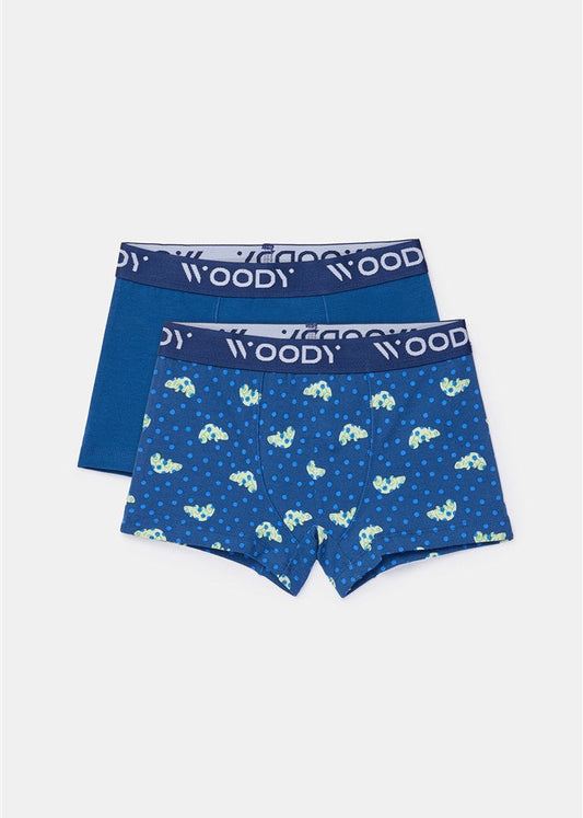 Duopack Jongens Boxer Donkerblauw+Kameleo