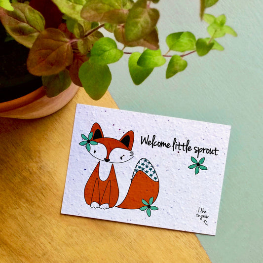 Wenskaart Flowers Fox Little Sprout