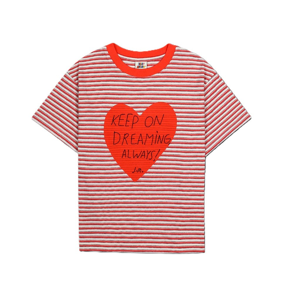 Rood gestreept kinder t-shirt met hartjes van Jelly Mallow