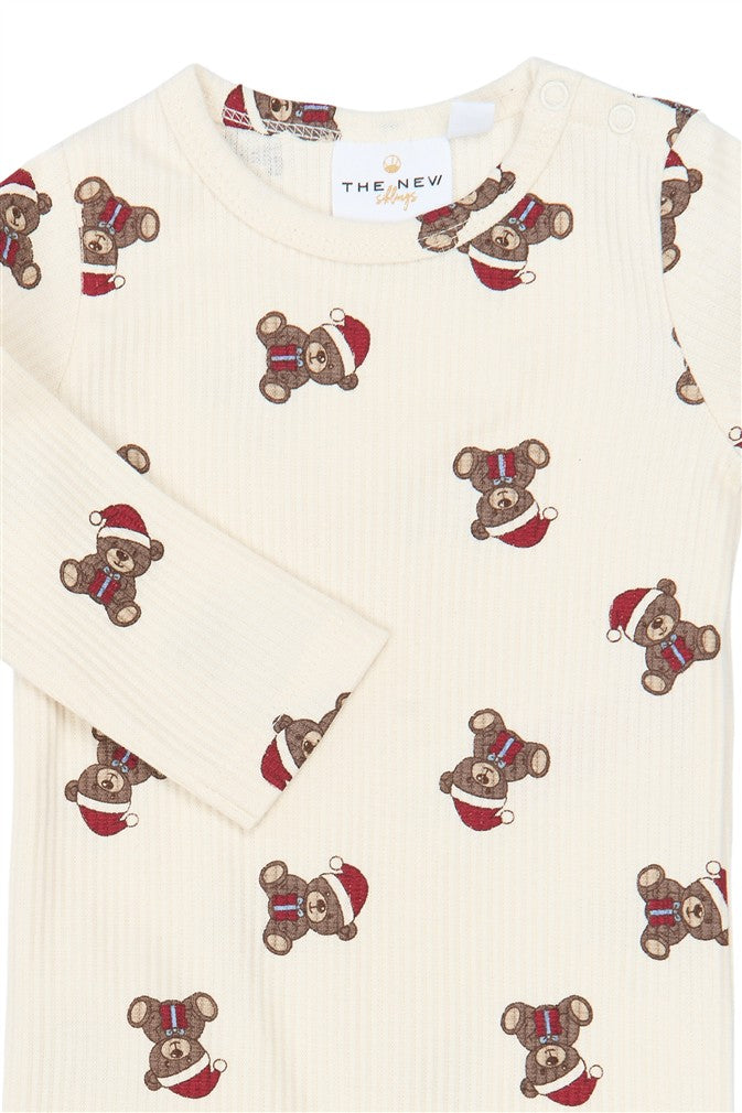 Baby jumpsuit met beertjes en kerstmuts