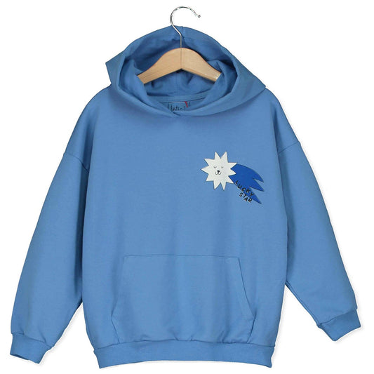 Blauwe hoodie met Lucky Star opdruk van Lötiekids