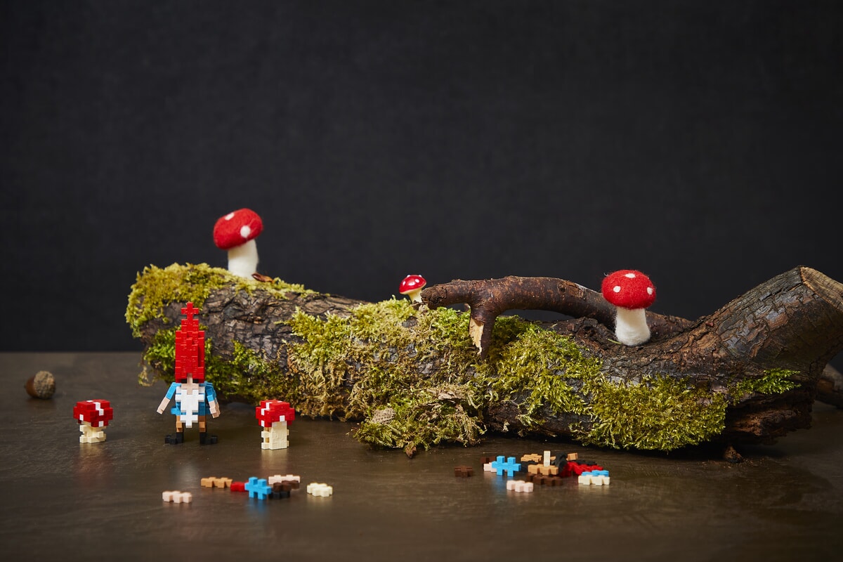 lifestyle beeld kabouter en paddenstoelen in plus plus