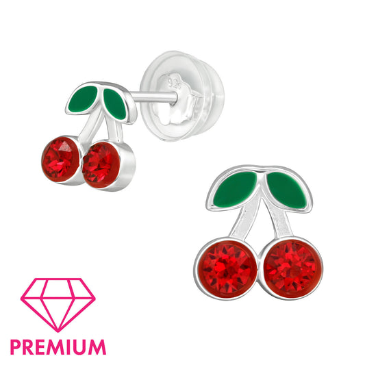 kersen oorstekers met rode strass