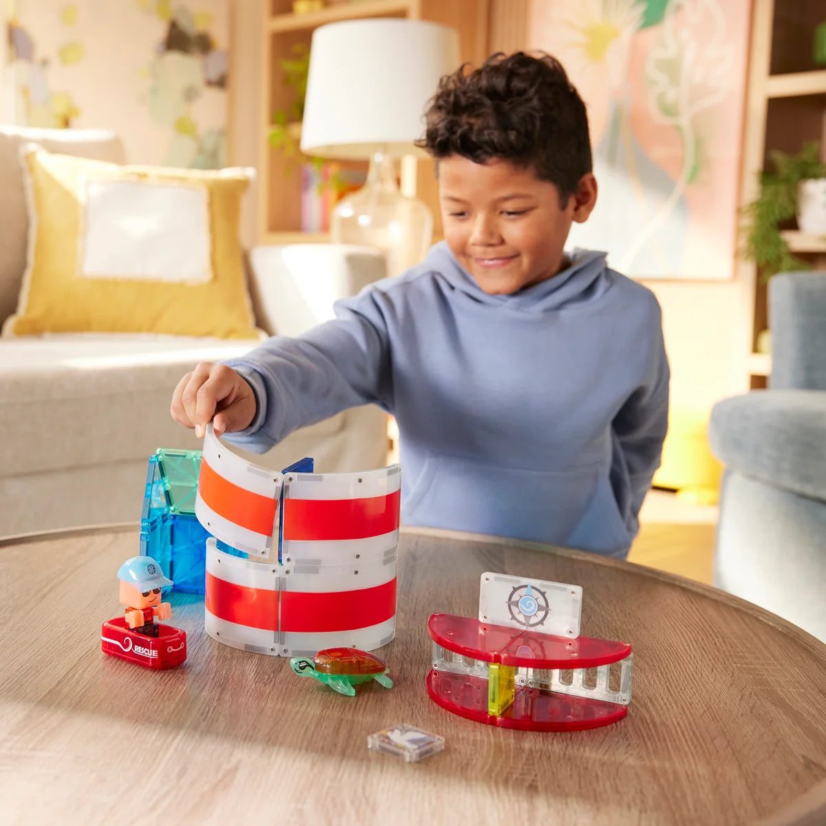 MAGNA-TILES Lighthouse Rescue met zee- en reddingsthema.