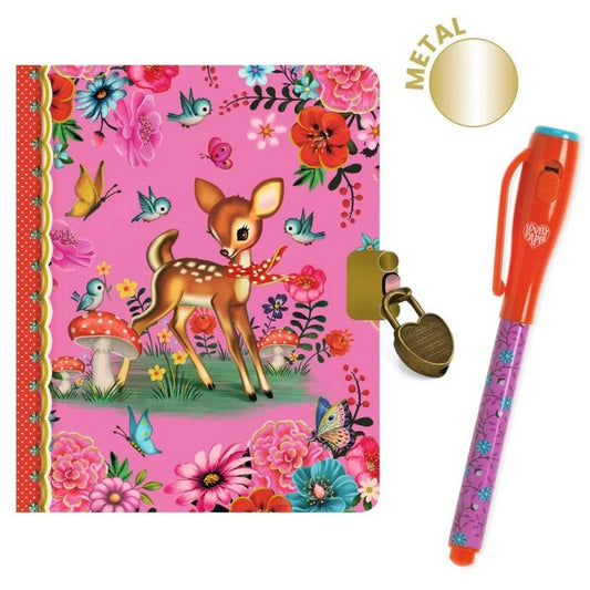 geheim dagboek in retro stijl met magische pen van djeco