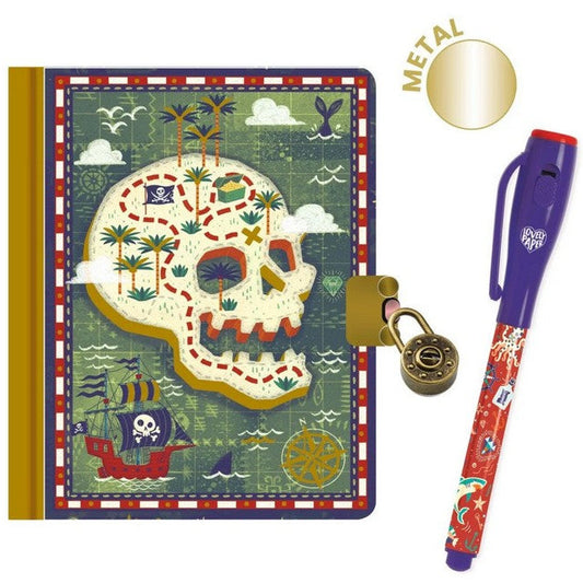 geheime dagboek in piratenthema met magische pen van djeco