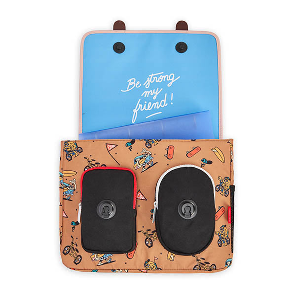 boekentas open met mascotte print