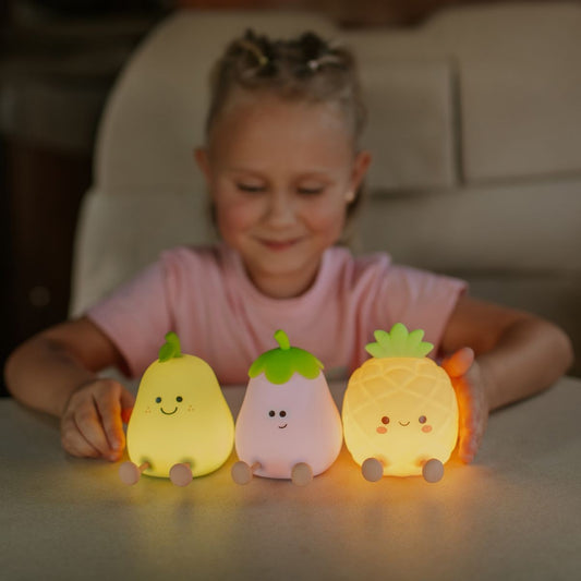 Set van drie fruit LED-lampjes.