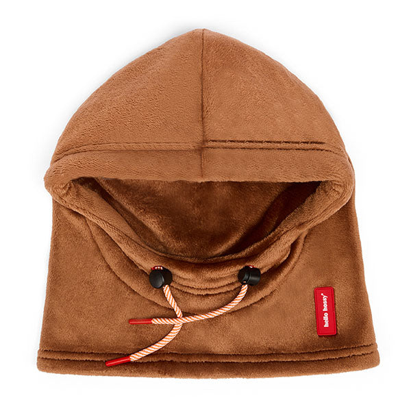 Bruine kinderbalaclava van zachte fleece stof.