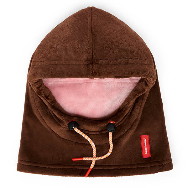 Warme bruine bivakmuts voor kinderen van zachte fleece.