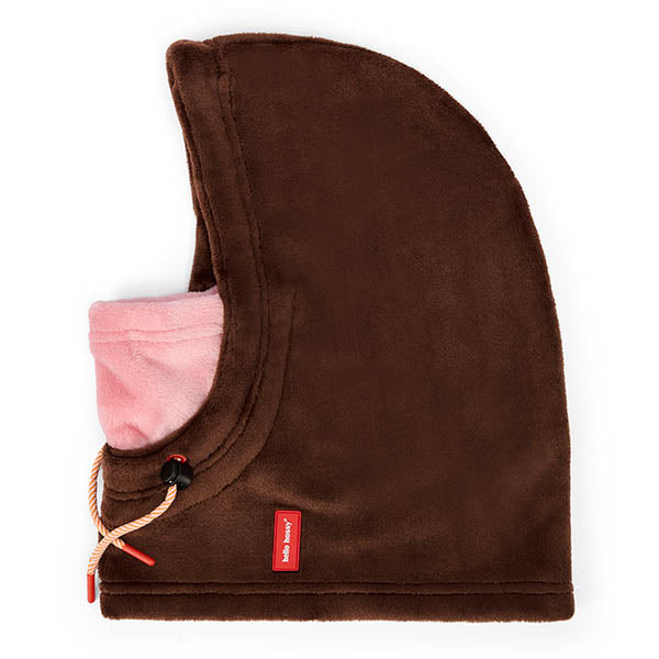 Chocoladebruine fleece balaclava voor kinderen van Hello Hossy.