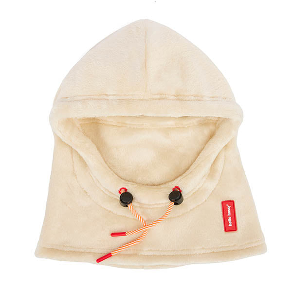 Warme cream kleurige muts van fleece voor kinderen.