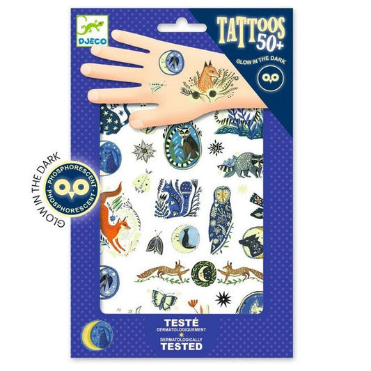 set tijdelijke tattoos met nachtdieren van djeco