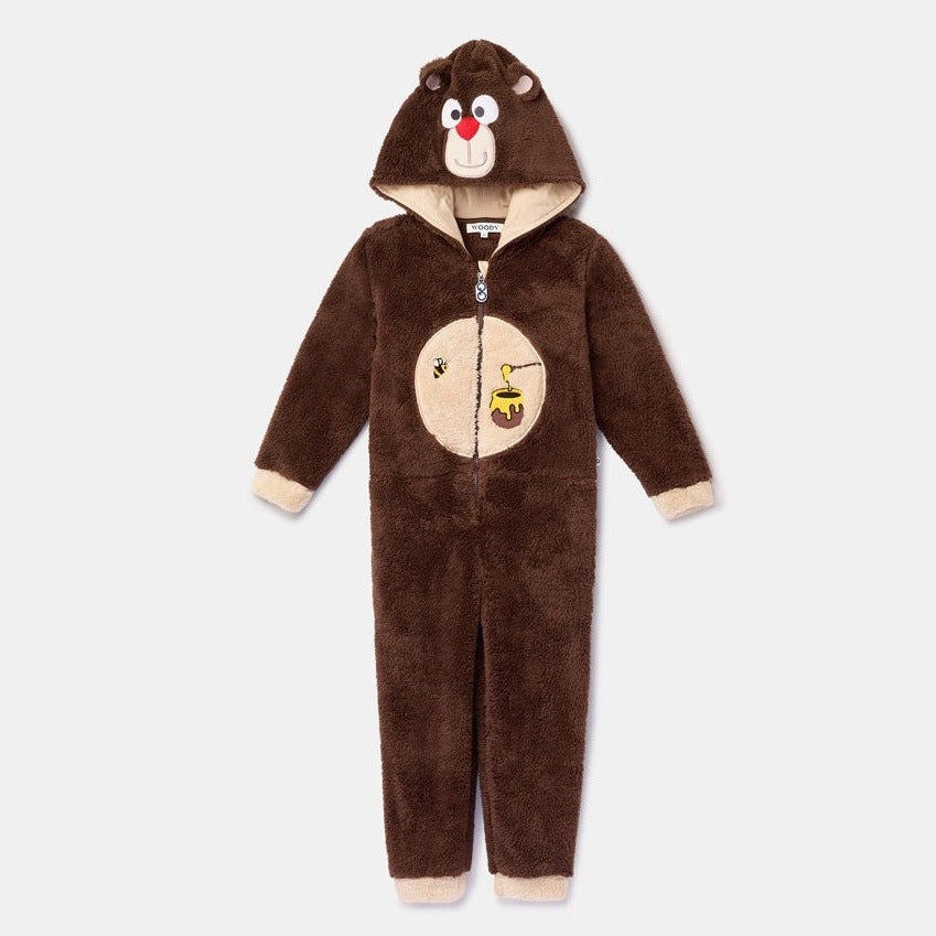 Woody Onesie Bear in zachte teddystof.