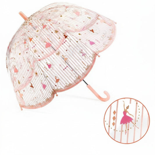 doorzichtige kinderparaplu met ballerina thema van djeco