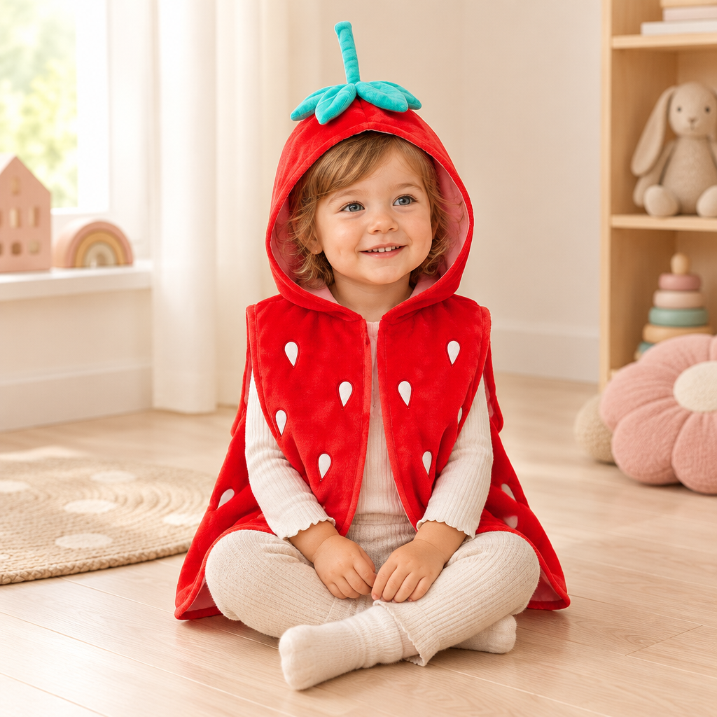 Peuter met Stella Strawberry-cape