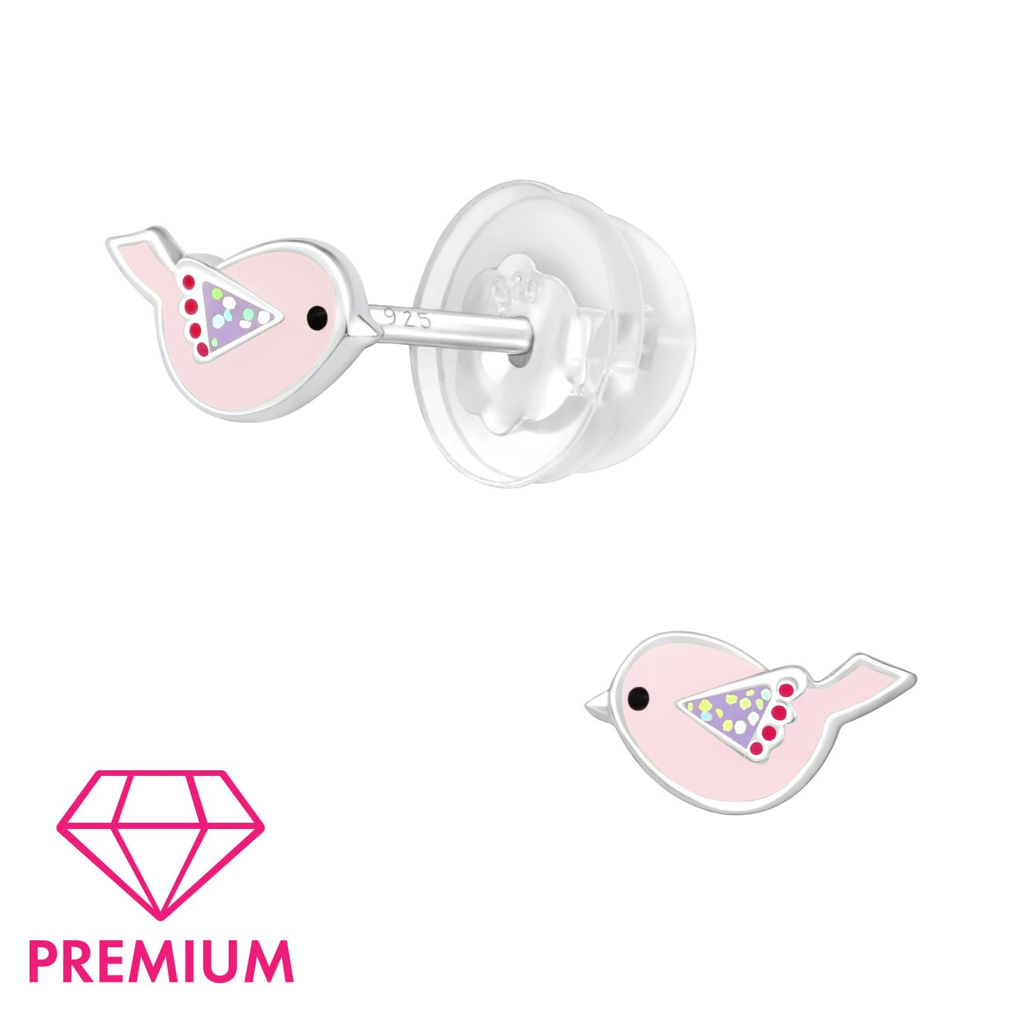 Oorstekers Premium Vogel Roze