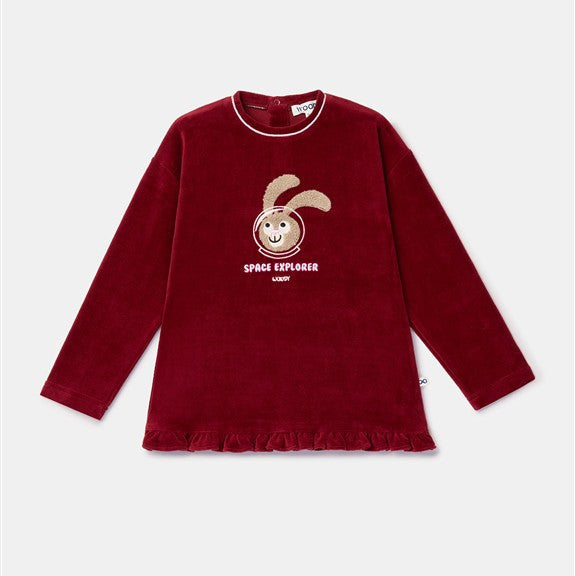 Meisjes pyjama bordeaux met konijnen