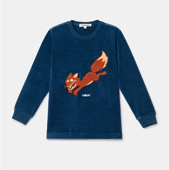 Velours pyjama met grote vos