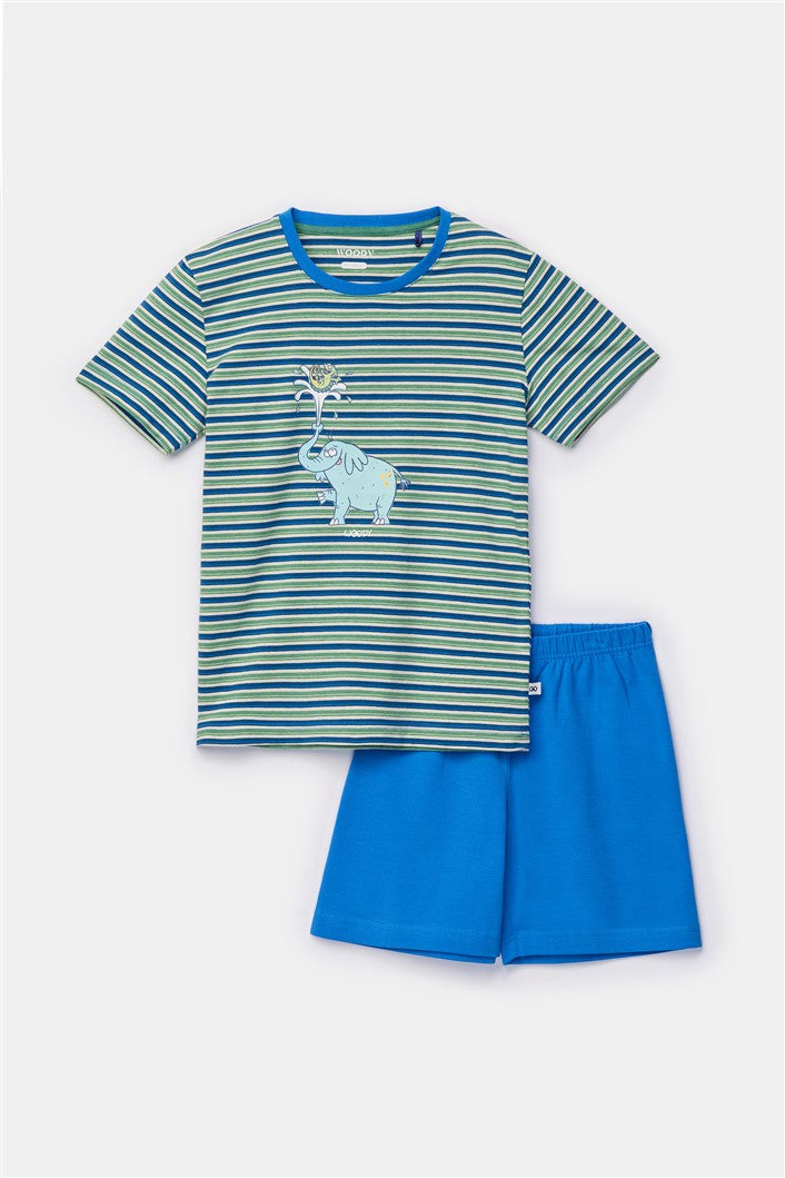 Blauw-groen gestreepte pyjama set
