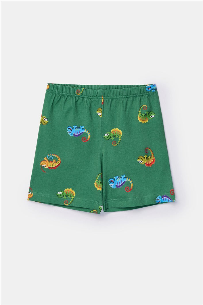 Groen shortje met kameleonprint
