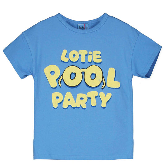 Blauw kinder t-shirt met Pool Party opdruk van Lötiekids
