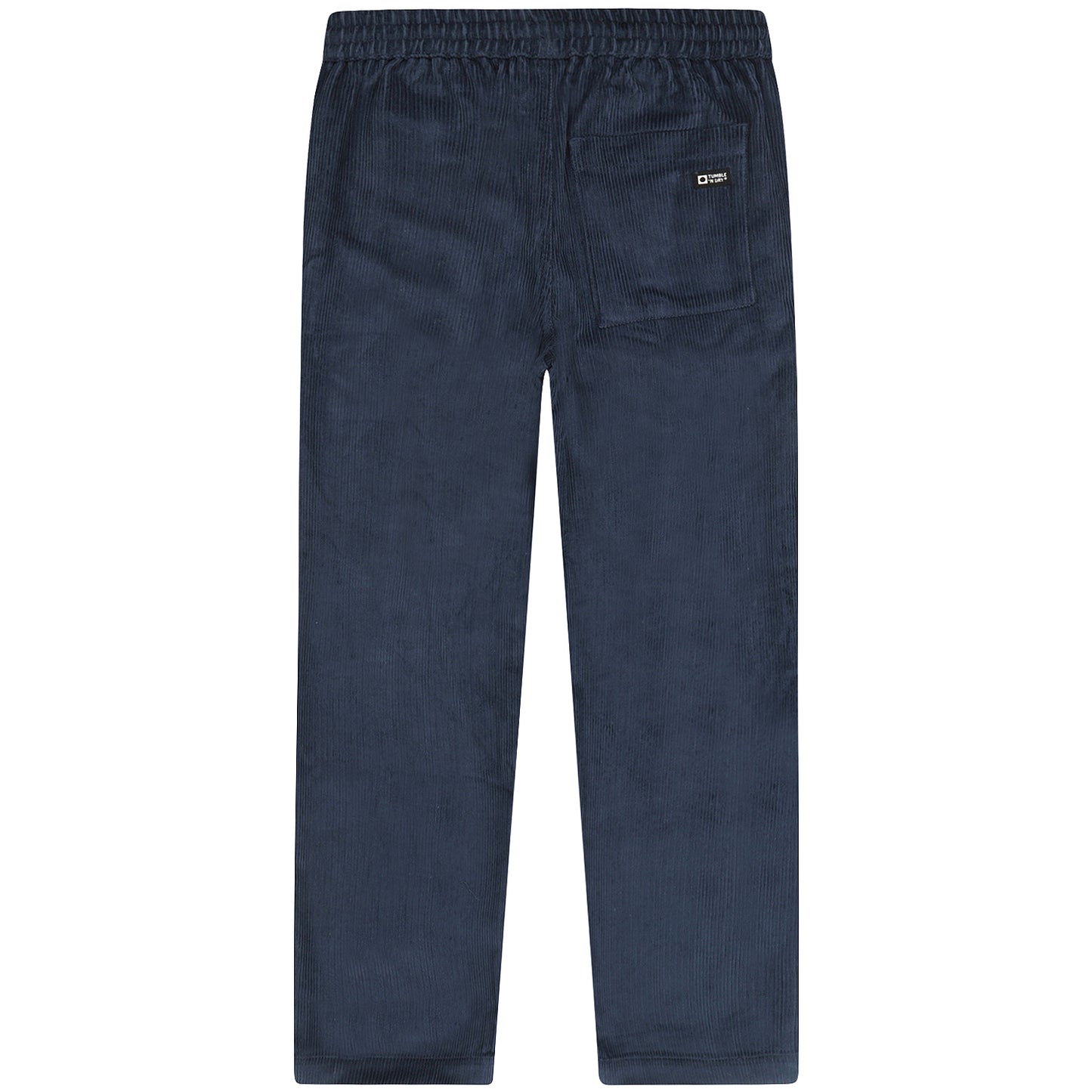 Achterzijde van de donkerblauwe straight fit corduroy broek voor jongens.
