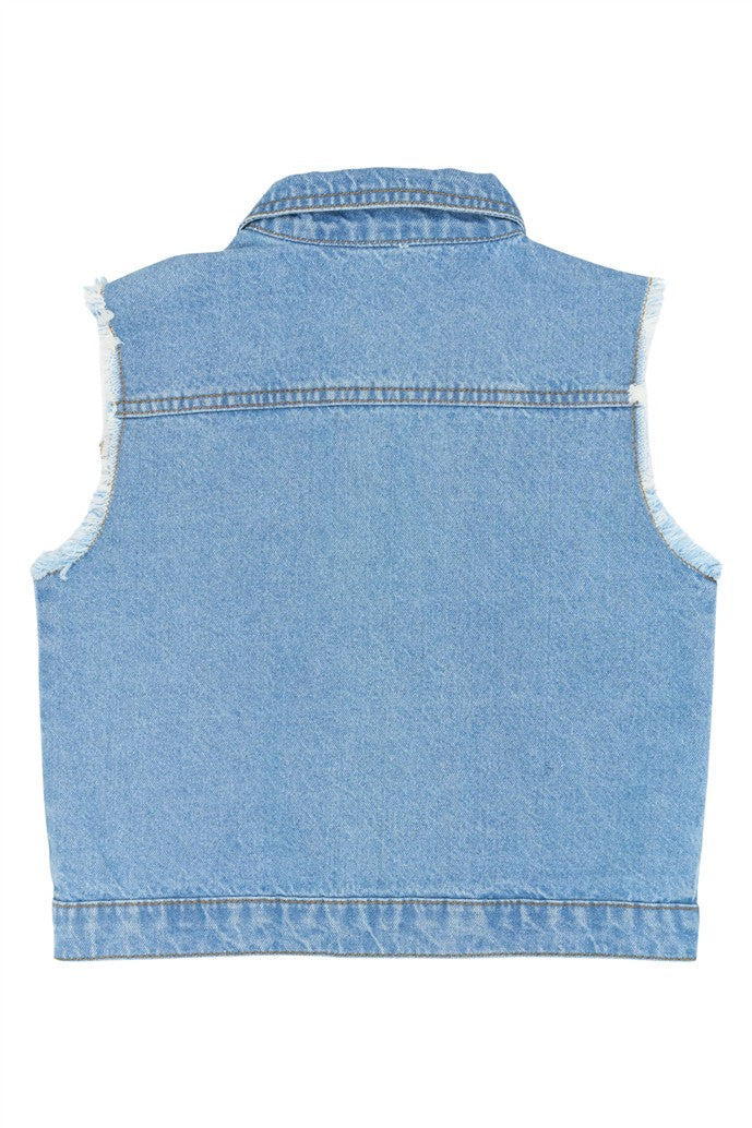 achterzijde denim vest zonder mouwen van the new