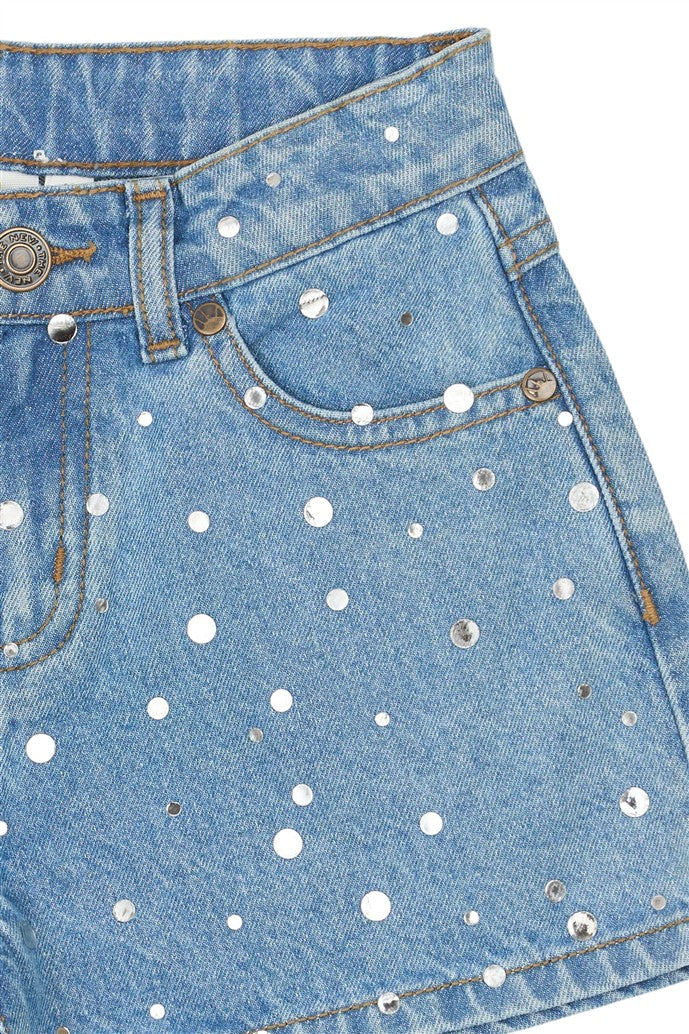 detail glitter op romina denim short