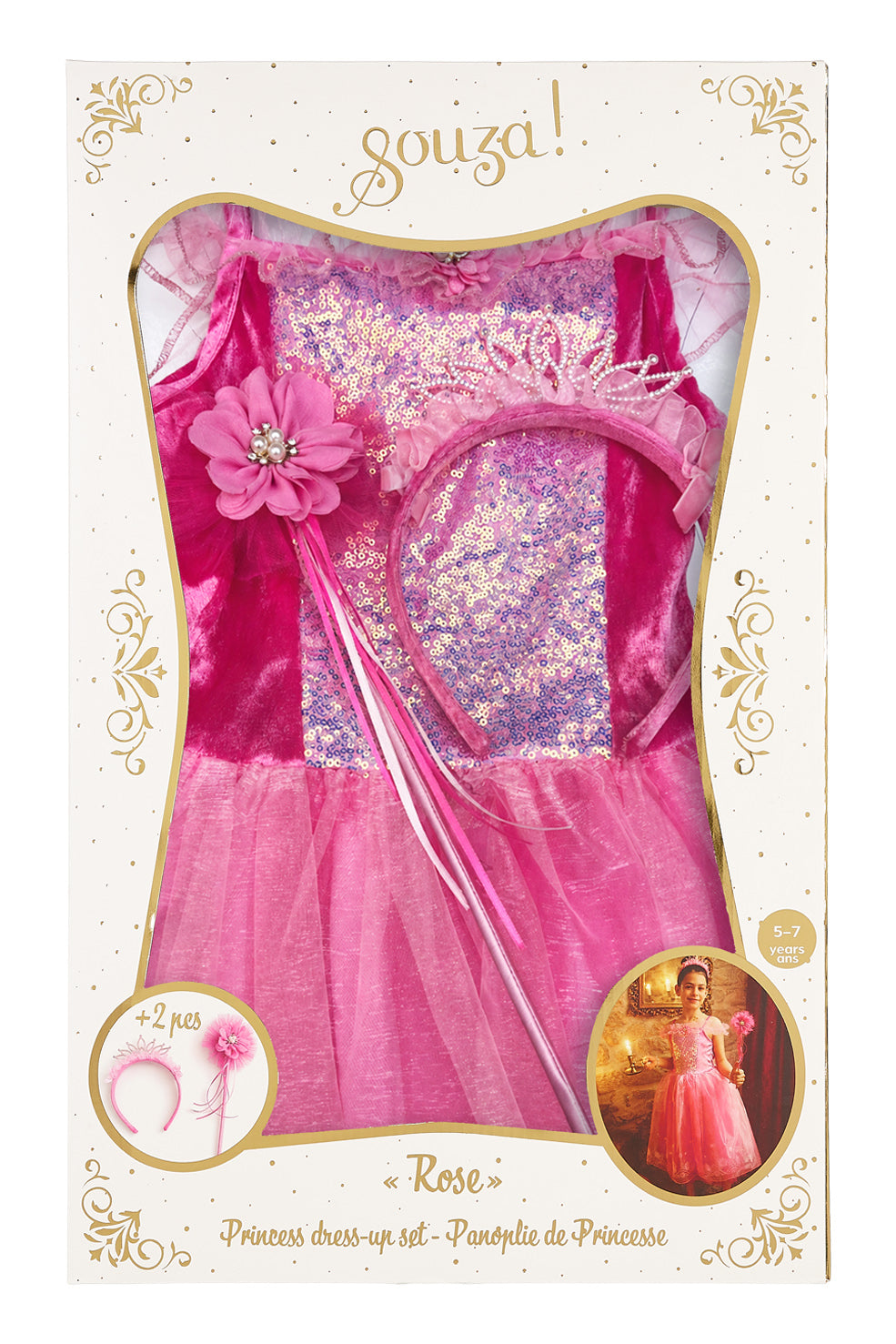 Roze prinsessen verkleedjurk met accessoires