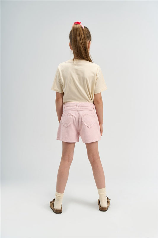 meisje achterzijde met tshirt sabrina en short samantha light lilac van the new