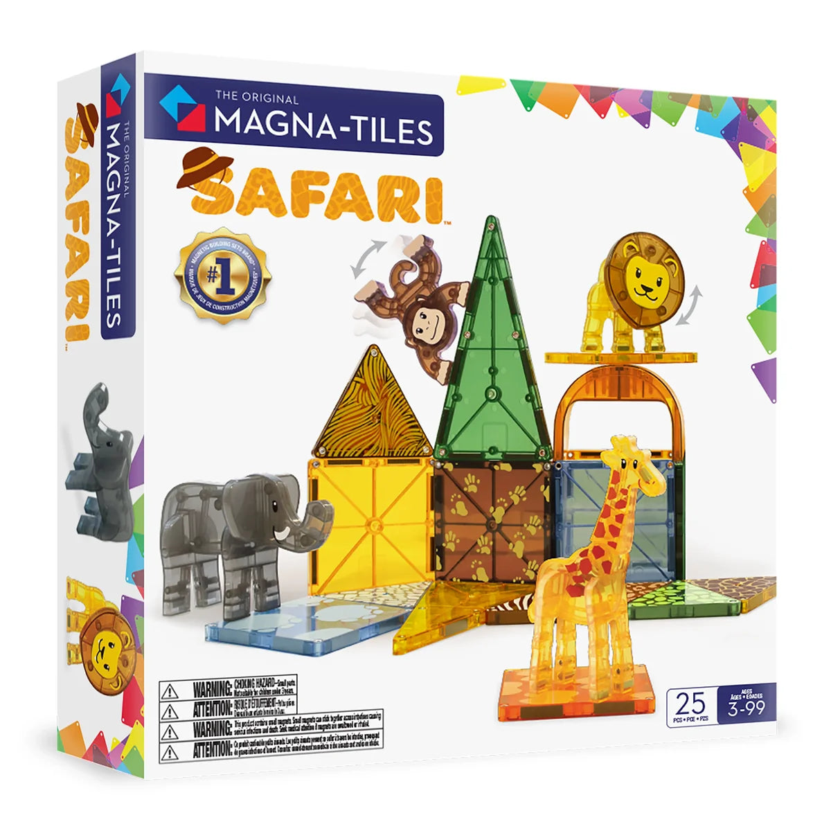 MAGNA-TILES Safari Animals 25-delige magnetische bouwset.