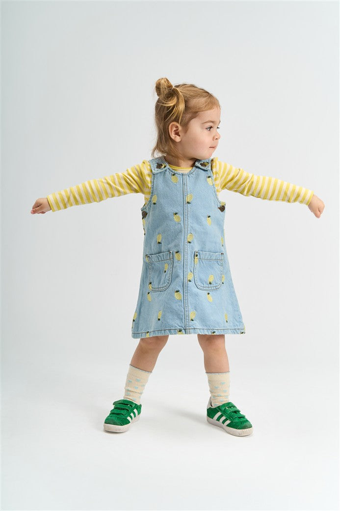 volledig beeld denim overgooier saja met fro longsleeve van the new