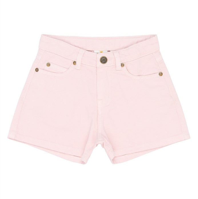 licht lila denim short voor kinderen met hartjes als zakken achteraan van the new