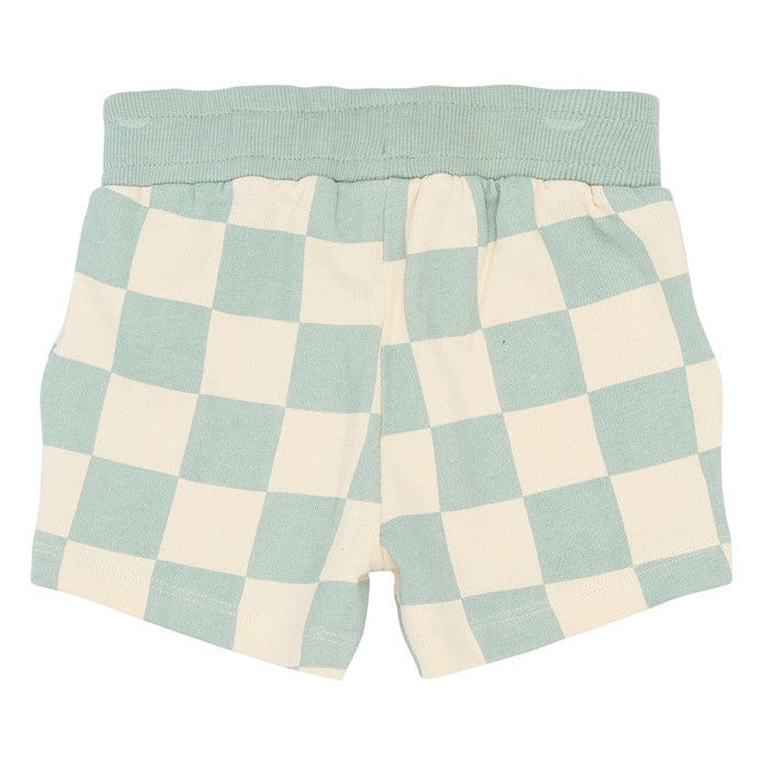 achterzijde short sebastian met dambordpatroon van the new