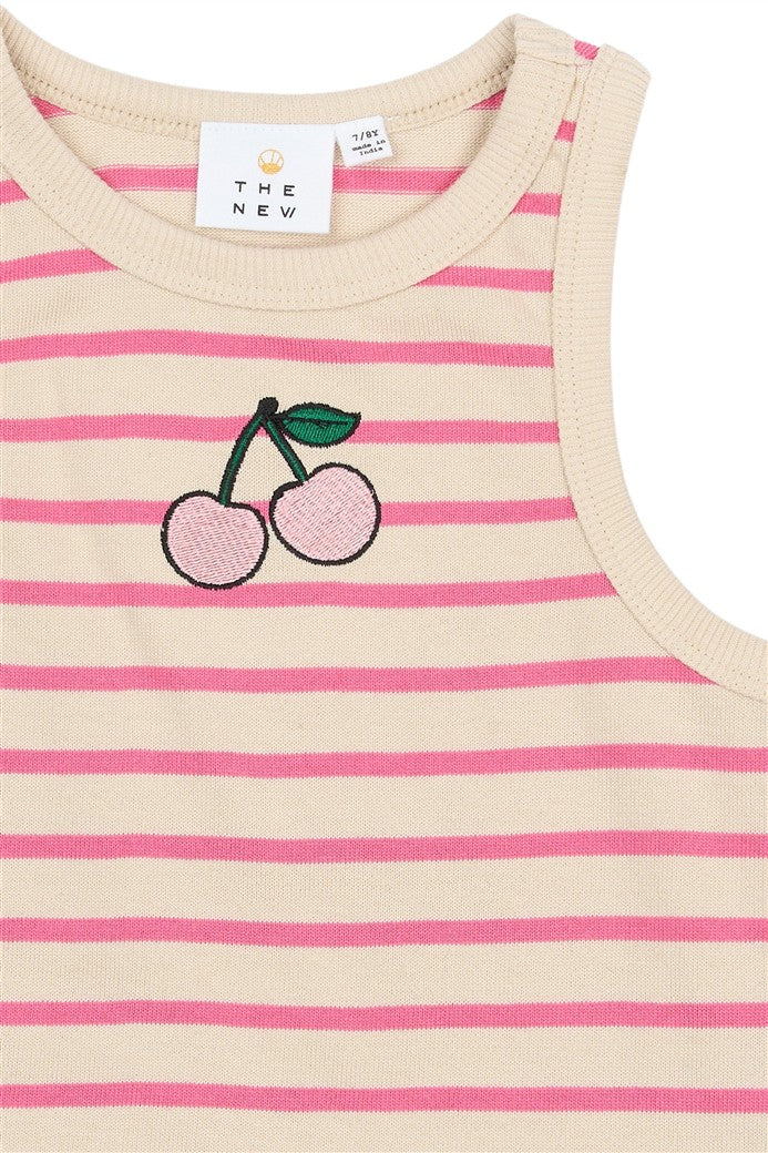 detail geborduurde kers op tanktop shannon rose striped van the new