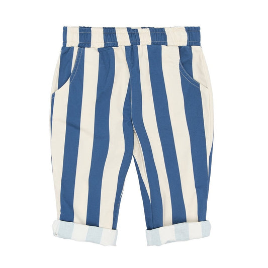 Wit-blauwe gestreepte baggy kinderbroek van The New