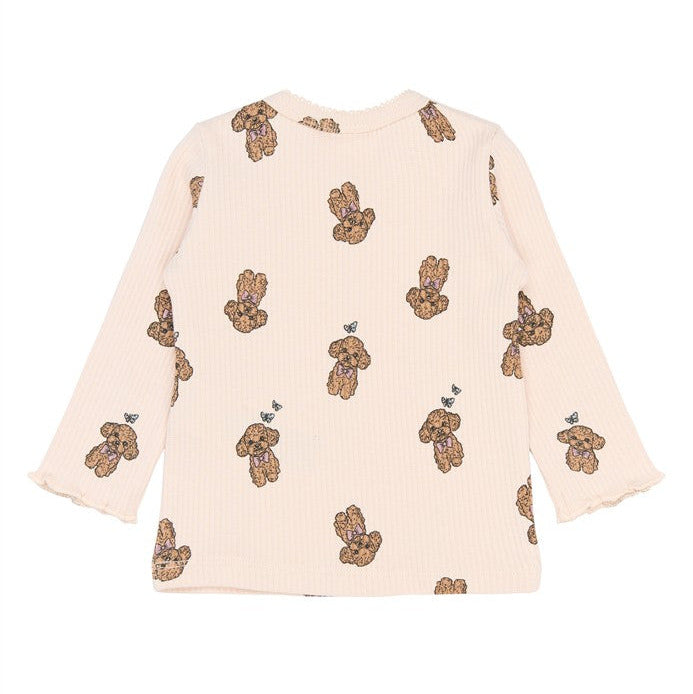 achterzijde lichtroze shirt met poedels