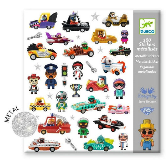 set van 160 metallic stickers in crayzy motors thema van djeco