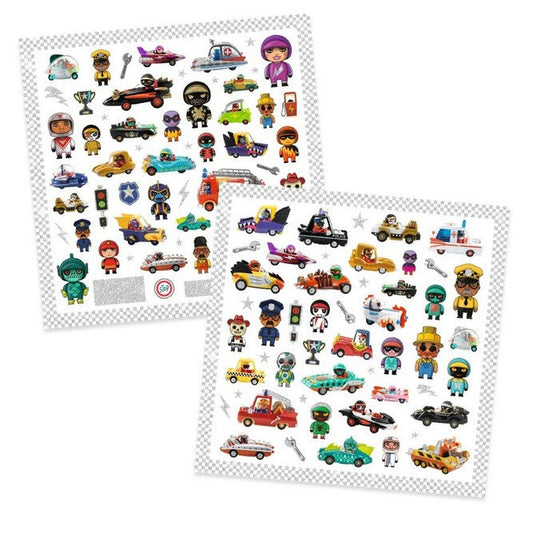 inhoud metallic stickers crazy motors