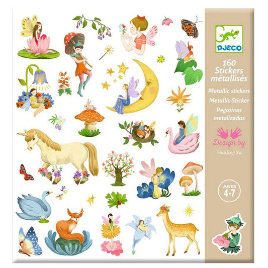 set van 160 metalic stickers in fantasie thema van djeco