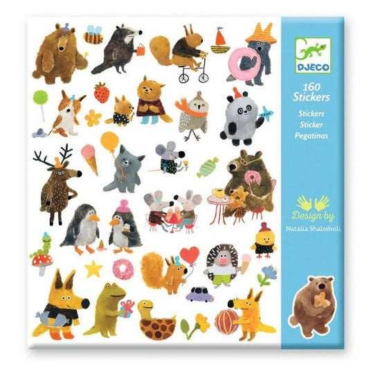 set van 160 stickers met vrolijke dieren van djeco
