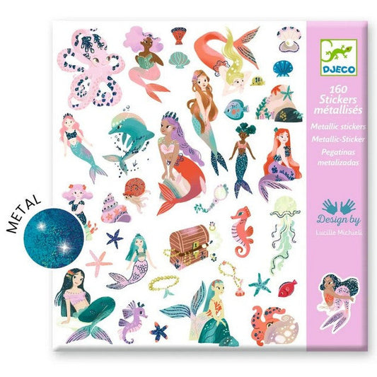 set van 160 metallic stickers in zeemeermin thema van djeco