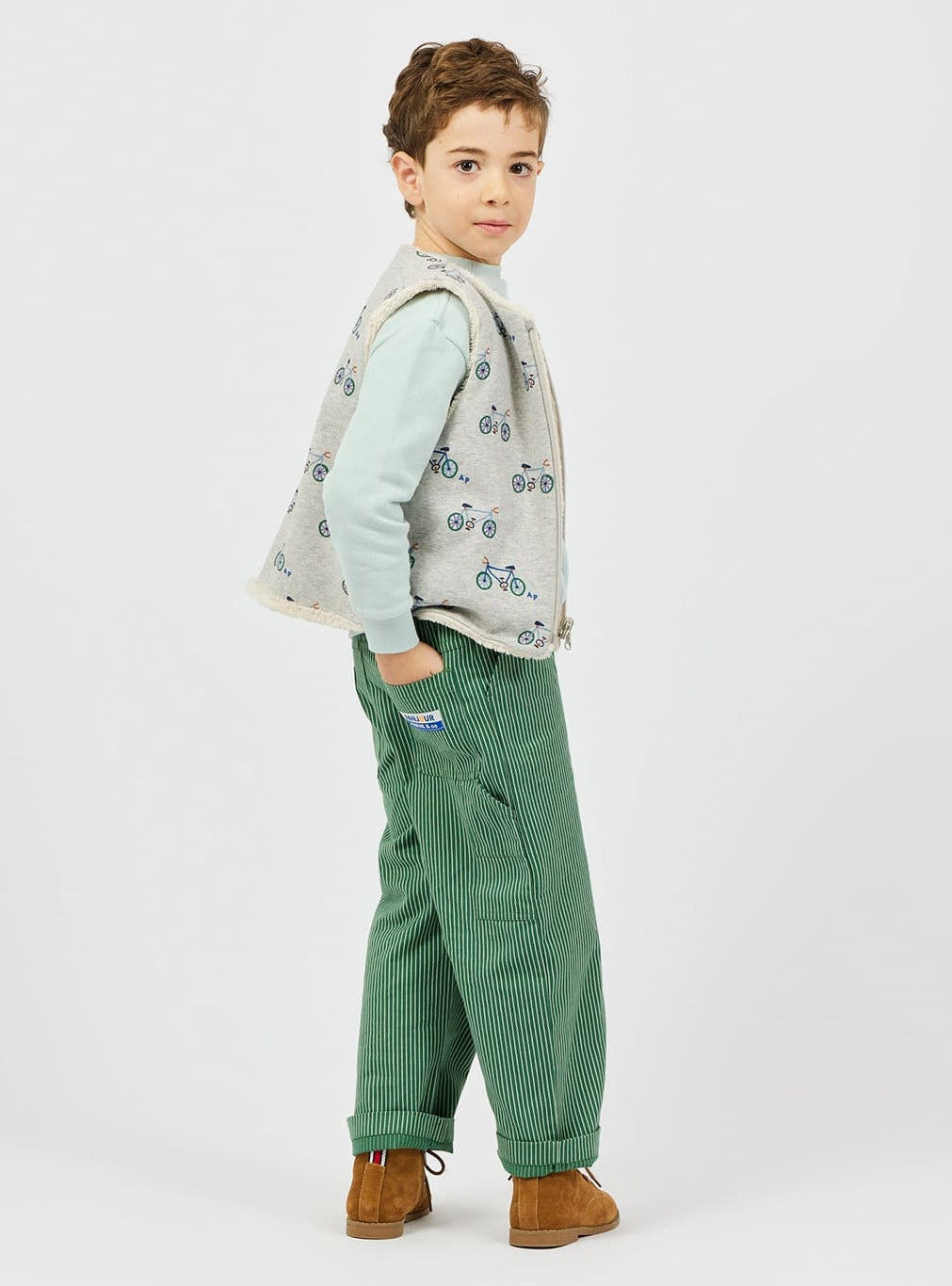 achterzijde striped trousers groen van arsene