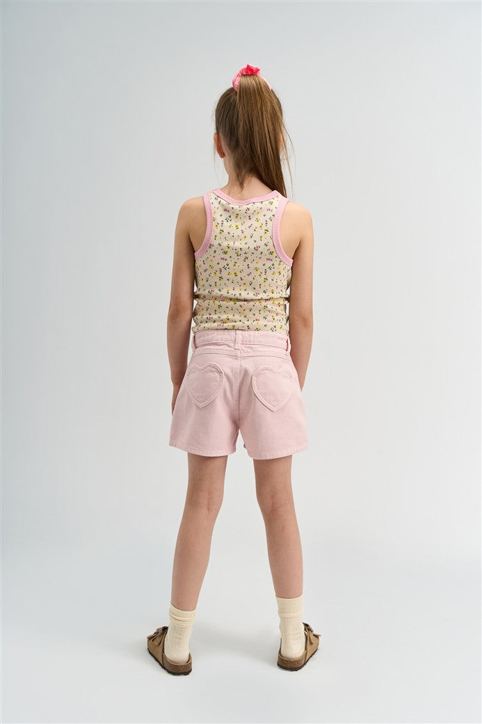 Achterkant tanktop met bloemetjes