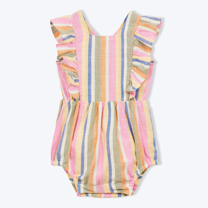 Gestreepte baby romper met ruffles van Arséne & les Pipelettes